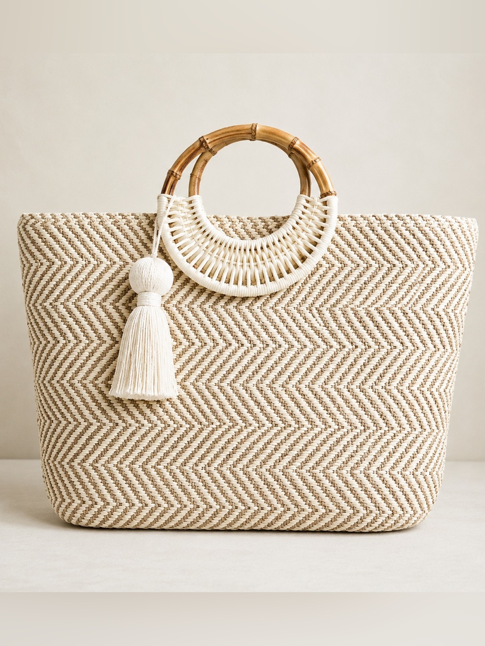 Birch Lurex Durrie Tote Bag by America & Beyond
